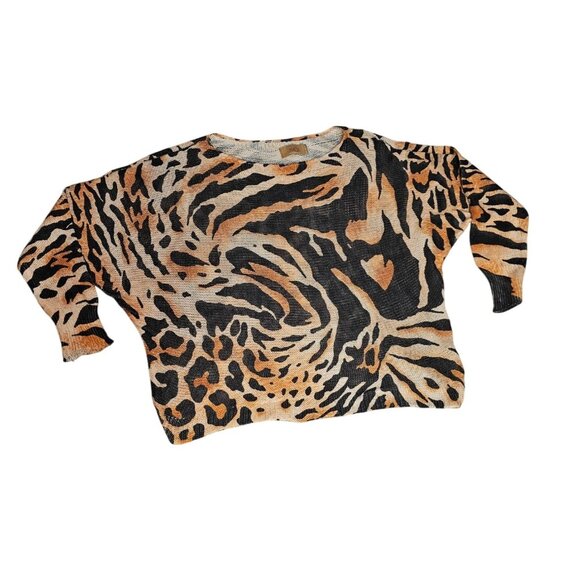 Free For Humanity Size M Sweater Top Oversized Animal Print Dolman Mob Wife - Picture 1 of 5